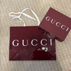 GUCCI Burgundy Gift Box & Bag Set - 100% Authentic